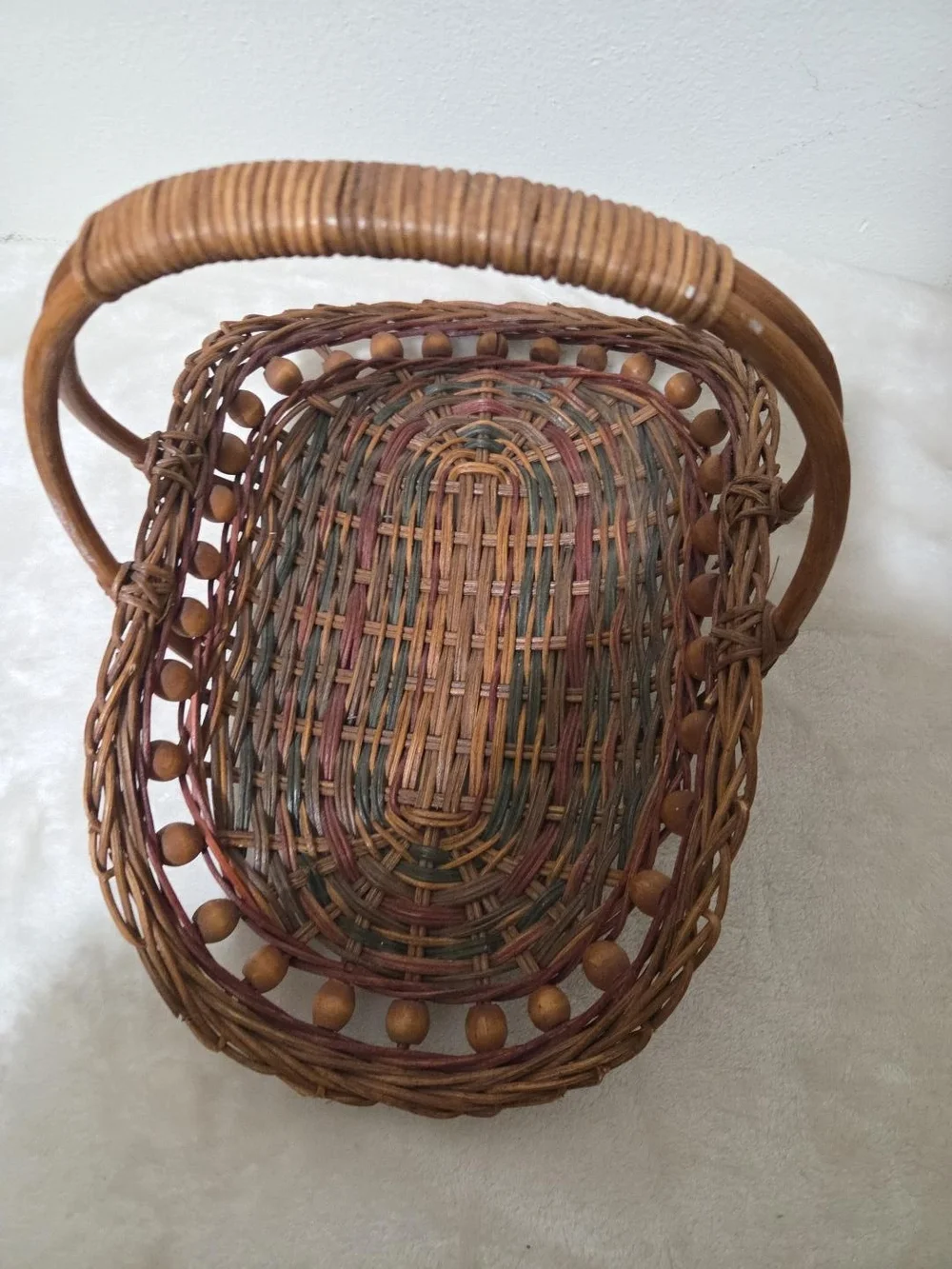 Woven Decorative Basket with Handle - Natural Brown